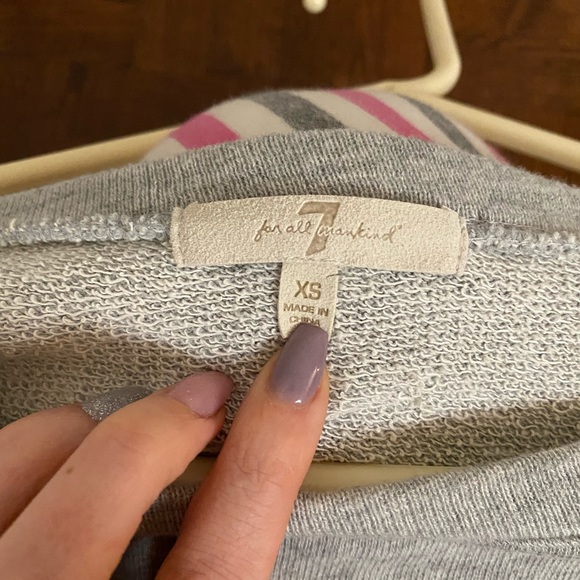 NWOT 7 for all Mankind Sweatshirt ruffle grey XS - Picture 5 of 6